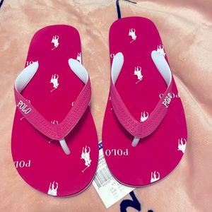 Sz~8/9 Hot Pink Authenticated Polo by Ralph Lauren Flip Flops~ Reg Price $30+
